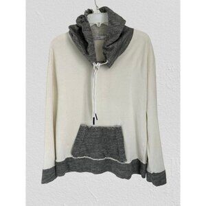 STATESIDE Sweatshirt Hoodie White Gray Terry Cloth Kangaroo Pocket Size Large